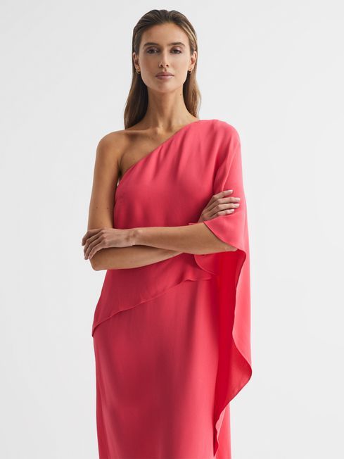 Reiss Coral Jordyn Off-Shoulder Cape Maxi Dress | Reiss US