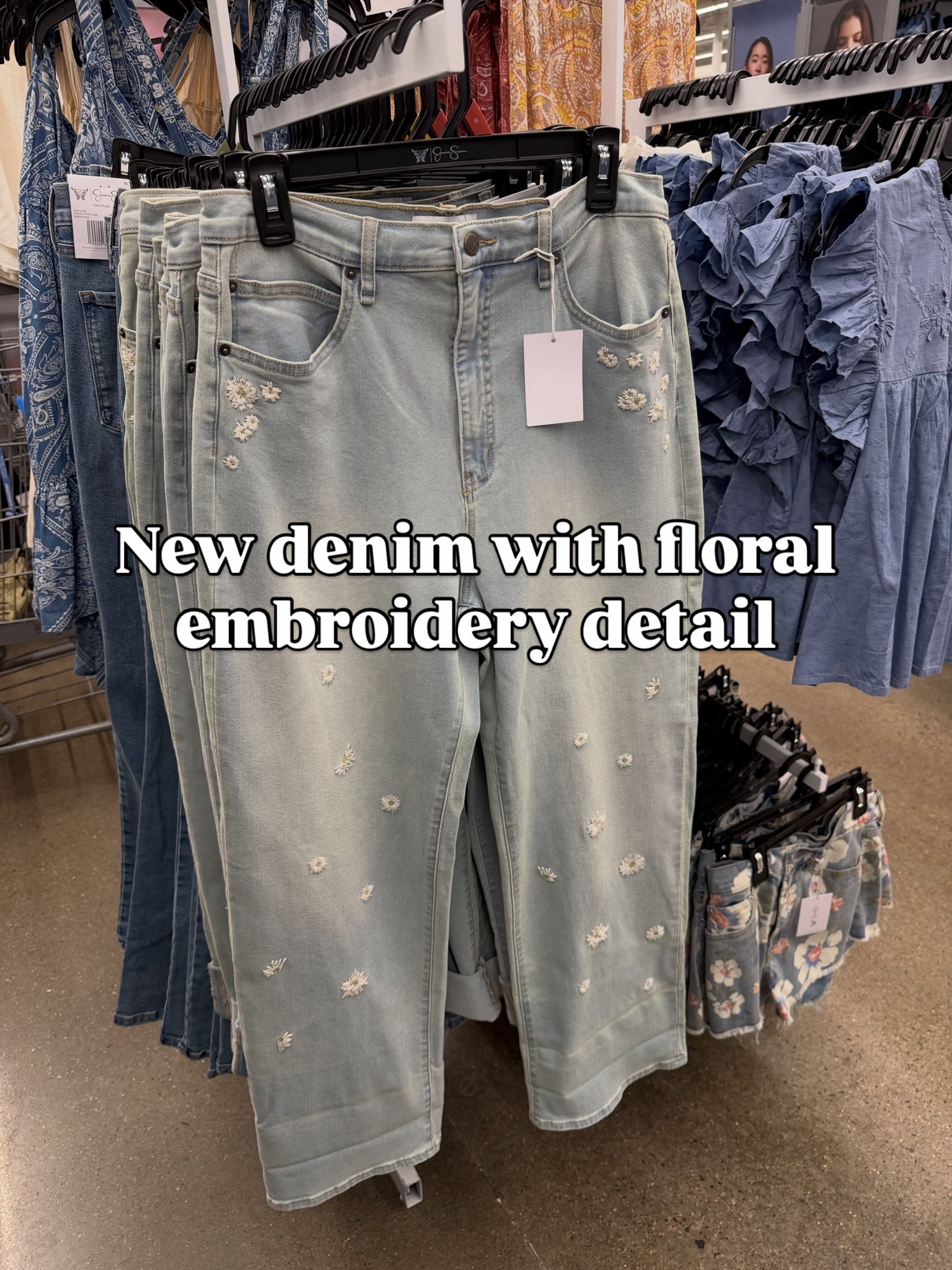 Walmart jeans with embroidery detailing. #walmartfashion