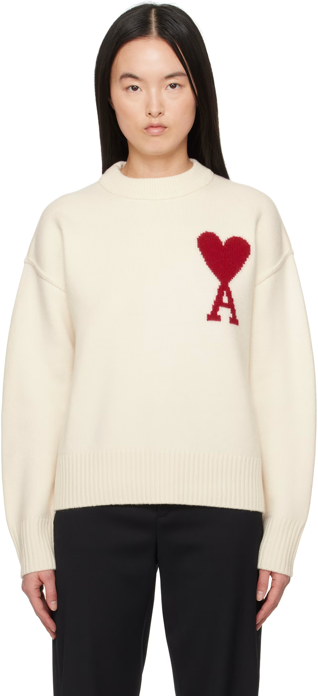 Off-White Wool Ami de Coeur Sweater | SSENSE