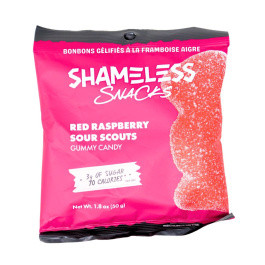Shameless Snacks Low-Sugar Gummy Candy Red Raspberry Sour Scouts, 50g | Natura Market