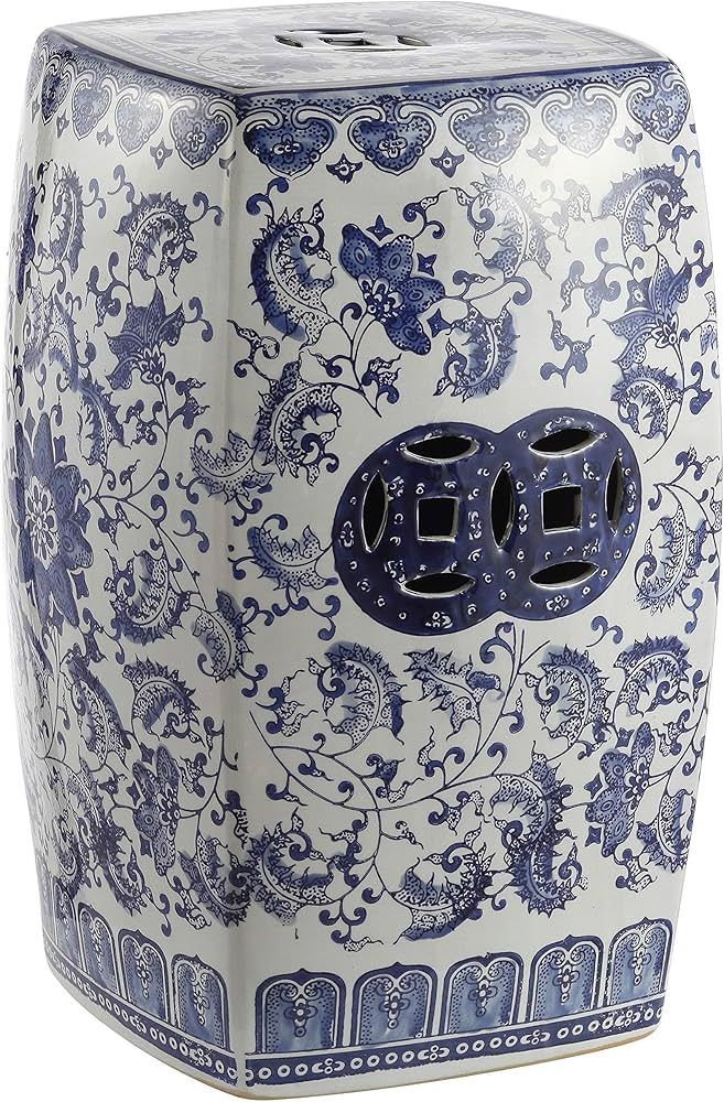 JONATHAN Y TBL1011A Floral Vine 18.5" Chinoiserie Ceramice Square Garden Stool Bohemian, Coastal,... | Amazon (US)