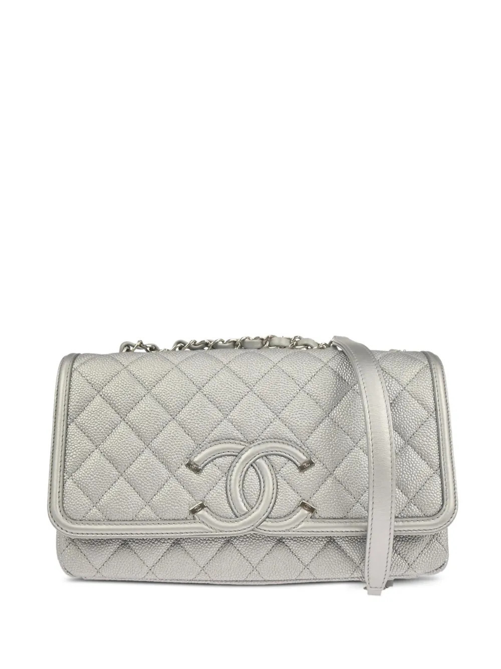 CHANEL Pre-Owned Filigree Flap shoulder bag - Silver | Farfetch Global