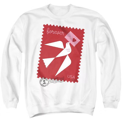 Men's USPS Love Stamp Crewneck Sweatshirt, White, Large | Target