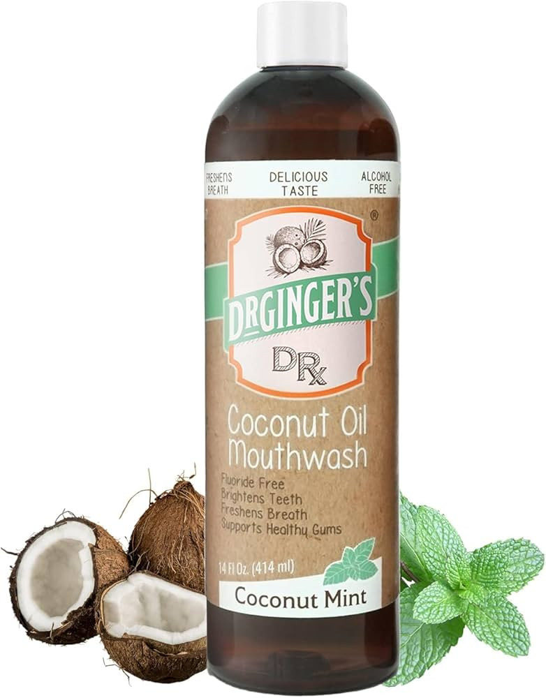 Dr. Ginger’s Coconut Oil Pulling Alcohol Free Mouthwash - Mint Flavor, 14 fl | Amazon (US)