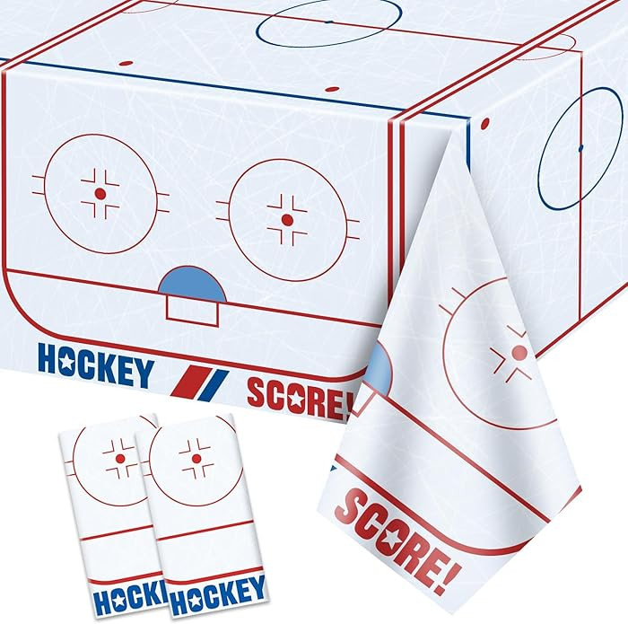 2Pcs Hockey Tablecloths - Hockey Rink Table Covers - Disposable Plastic Party Tablecloth (2, 51''... | Amazon (US)