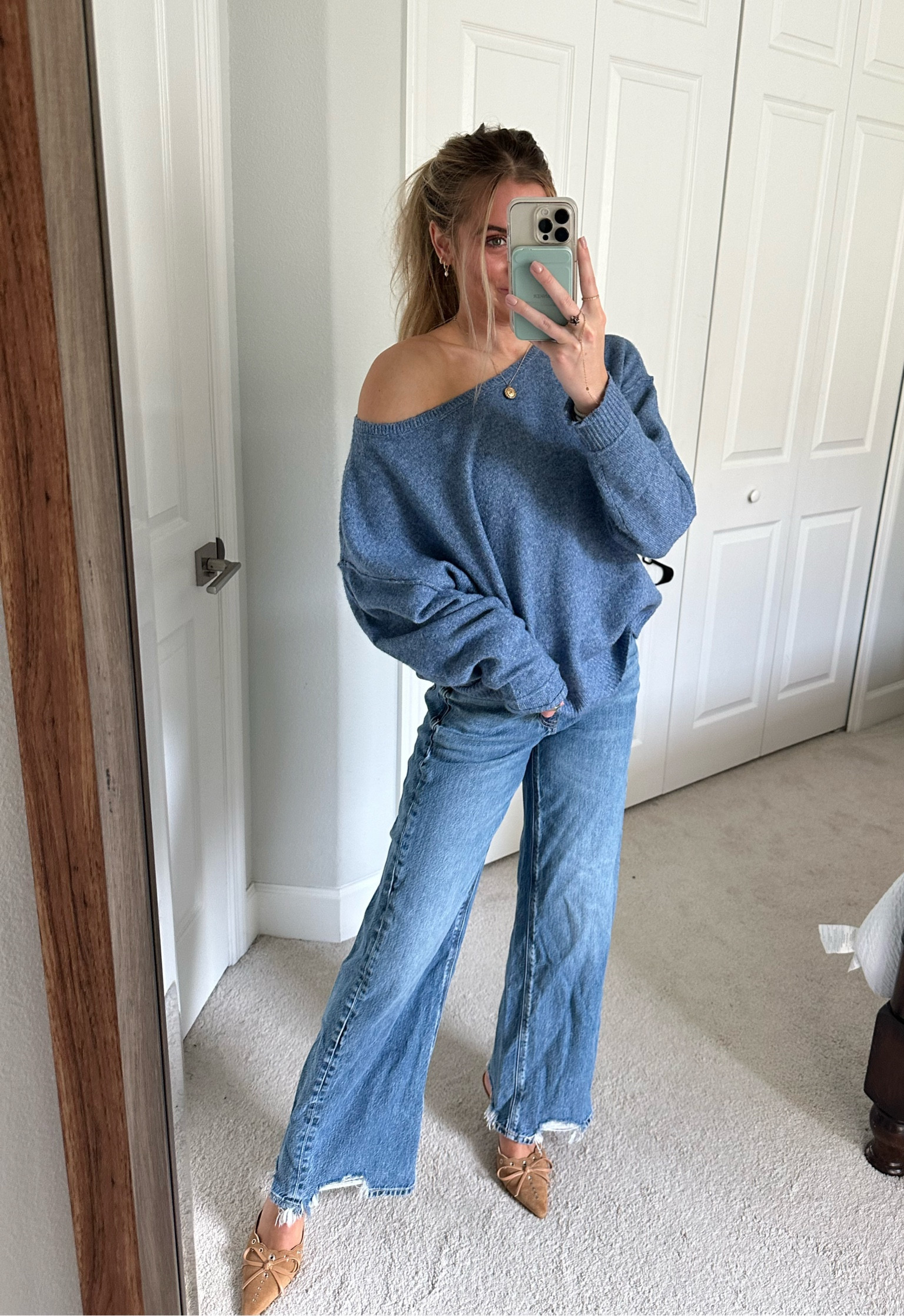  #outfit #fashion #style #ootd #ootn #outfitoftheday #fashionstyle  #outfitinspiration #outfitinspo #tryon #tryonhaul#lookbook #outfitideas #currentlywearing #styleinspo #outfitinspiration outfit, outfit of the day, outfit inspo, outfit ideas, styling, try on, fashion, affordable fashion. American Eagle sweater. American Eagle denim jeans. One vintage button necklace. Amazon fashion kitten heels 

#LTKstyletip #LTKfindsunder50 #LTKsalealert