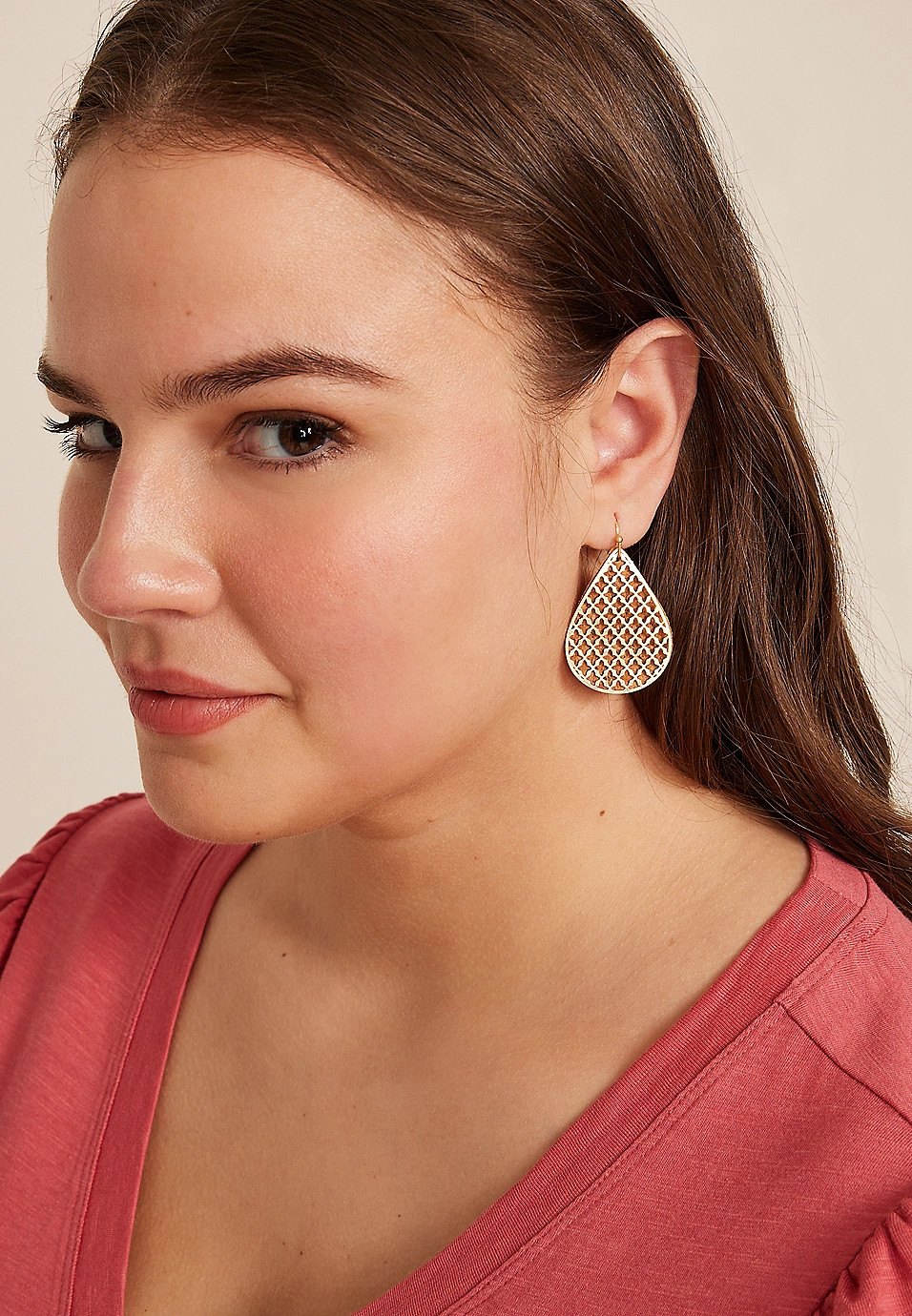 Cork Filigree Teardrop Earrings | Maurices