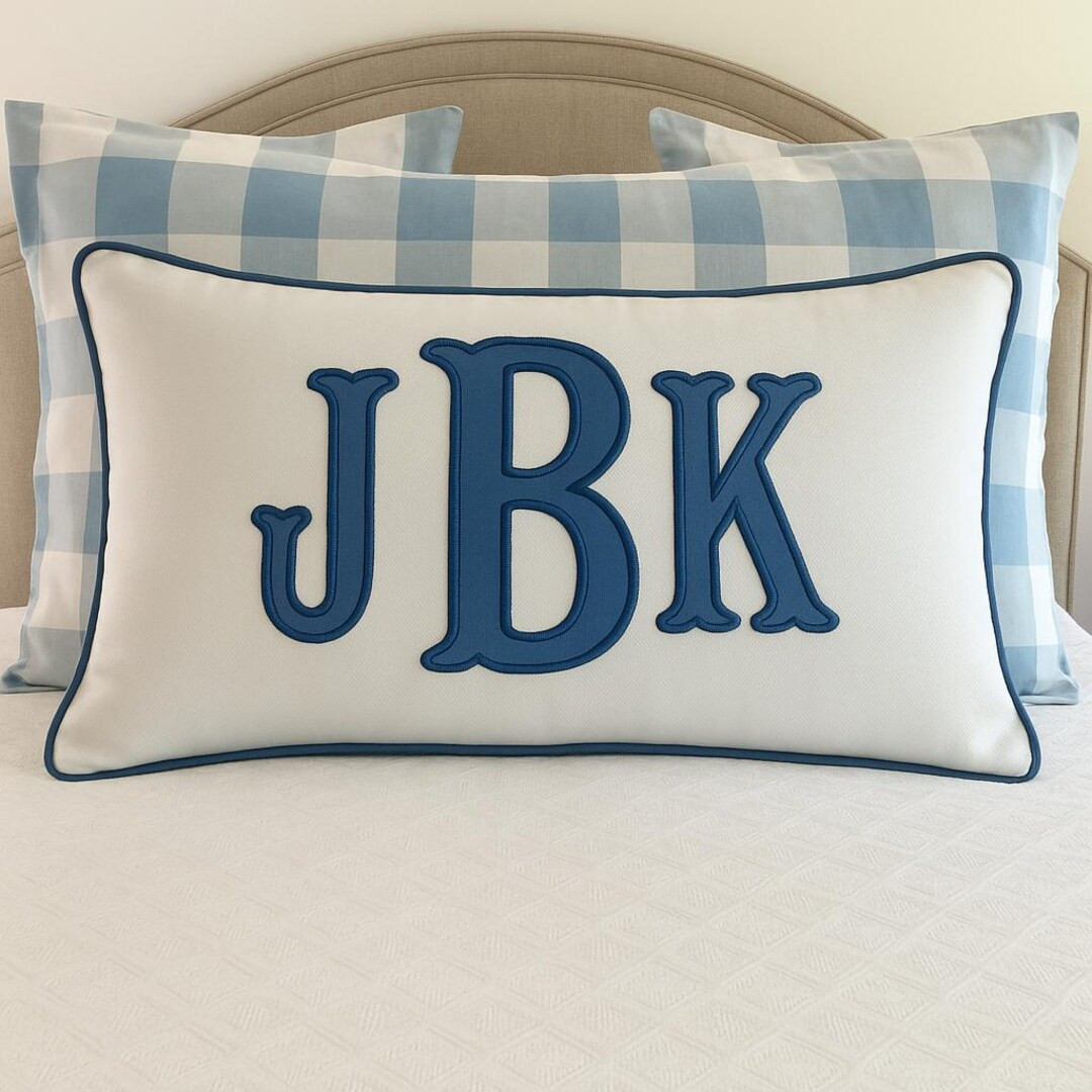 Personalized Name Appliqué Lumbar Pillow Sham, Lumbar Pillow With Monogram,wedding Monogram Pill... | Etsy (US)