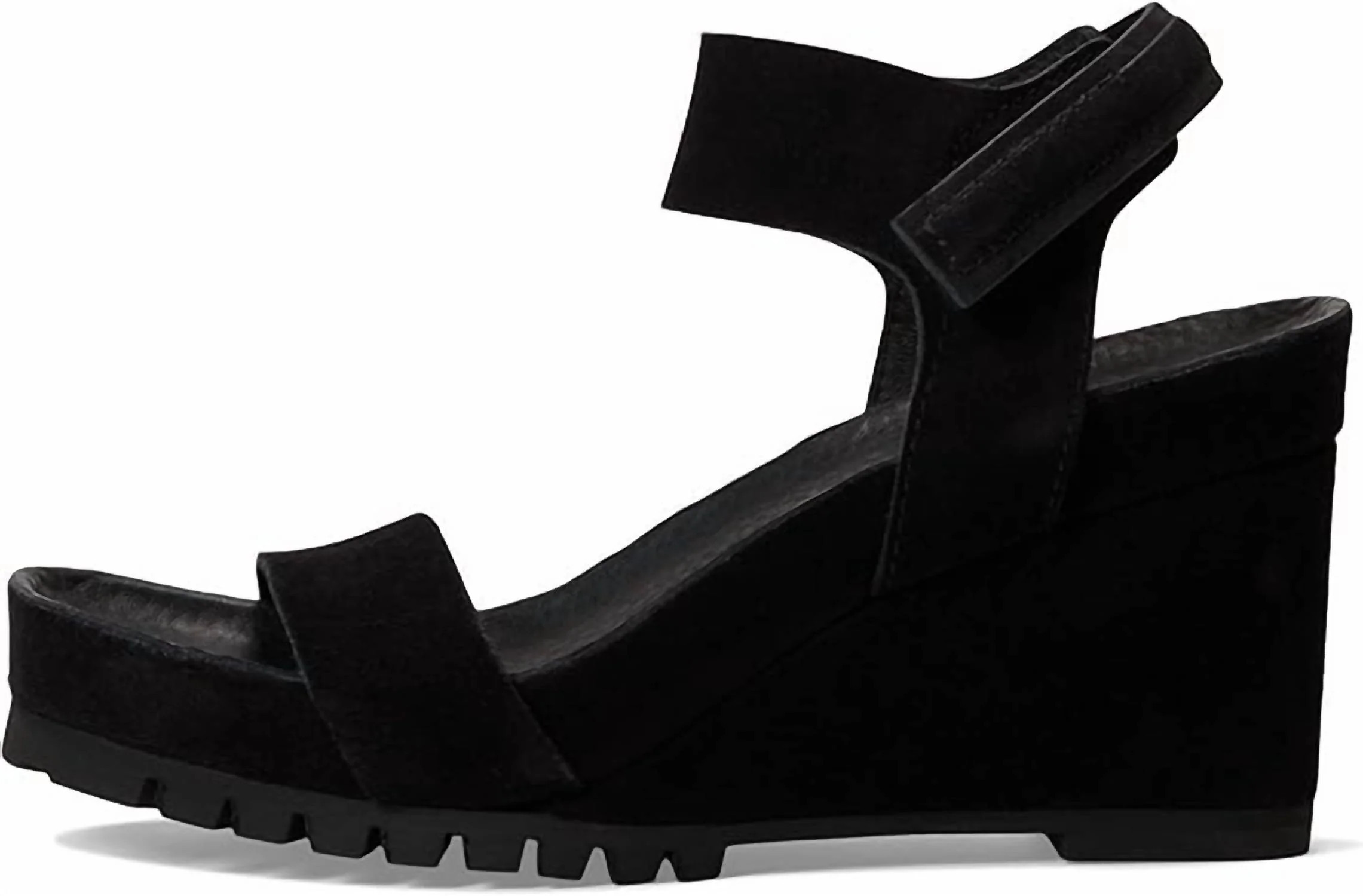 Josette Suede Wedge Sandals In Black | Shop Simon