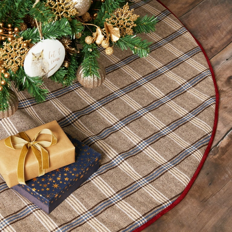 Holiday Time Black and White Plaid with Fringe Christmas Tree Skirt, 56 inch - Walmart.com | Walmart (US)
