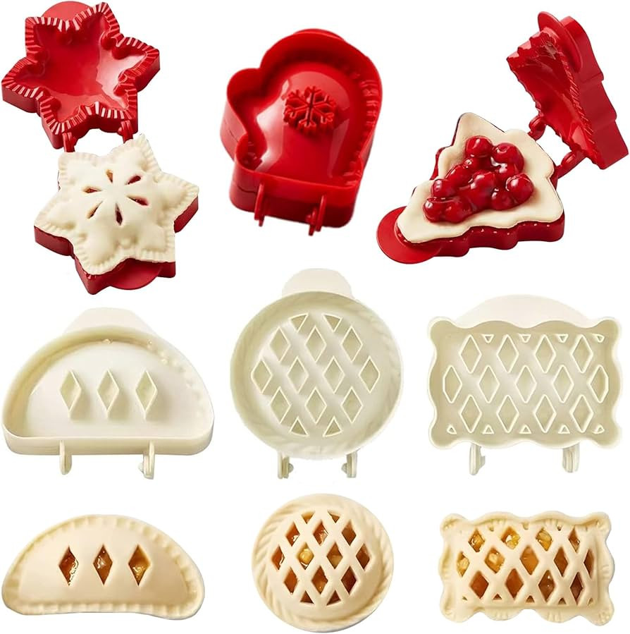 6Pcs Mini Hand Pie Molds - Dough Presser Pocket Pie Molds for Baking - One Press Hand Pie Maker Set for Thanksgiving Christmas Party Potluck | Amazon (US)