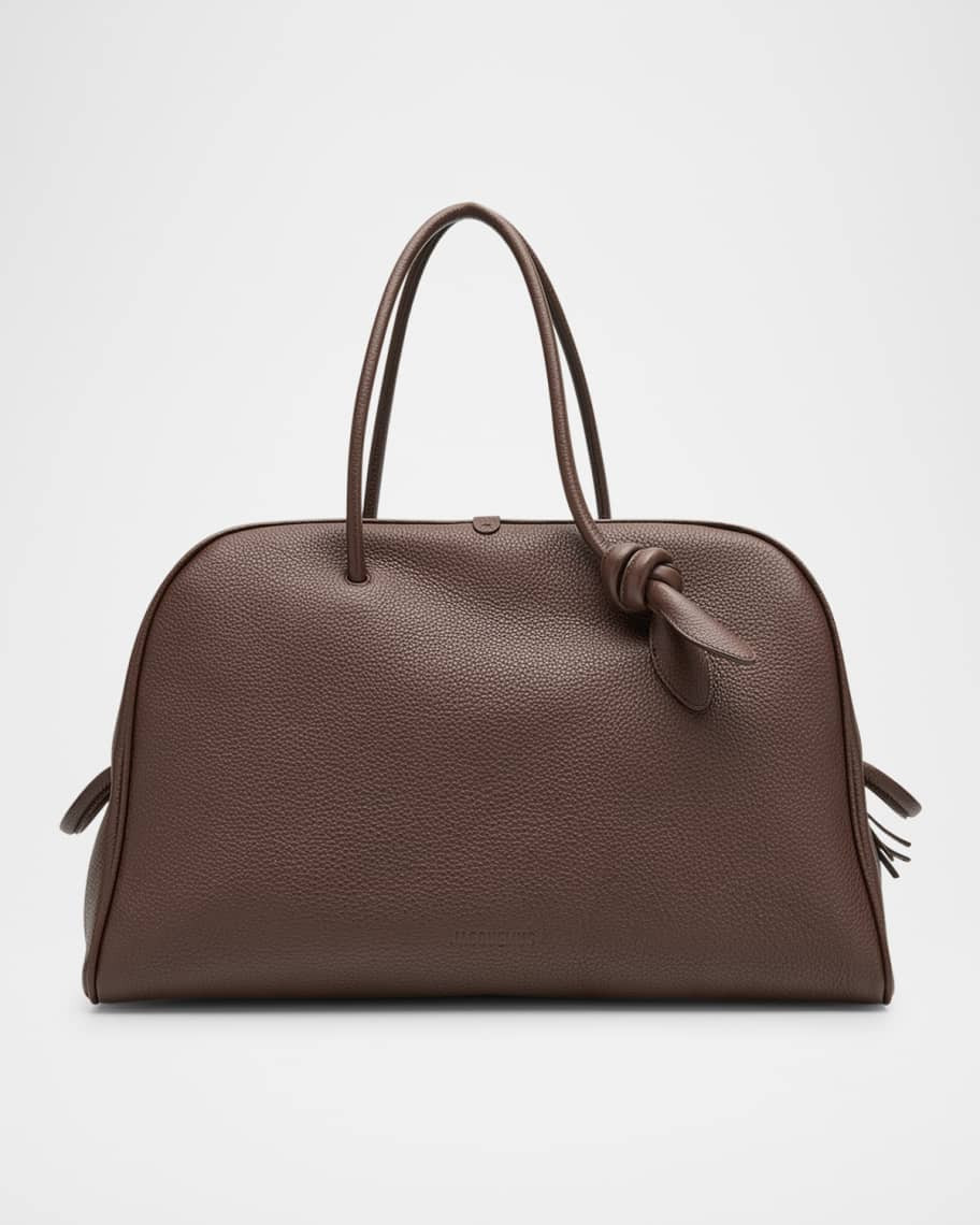 Jacquemus Men's Le Grand Turismo Large Leather Bowling Bag | Neiman Marcus