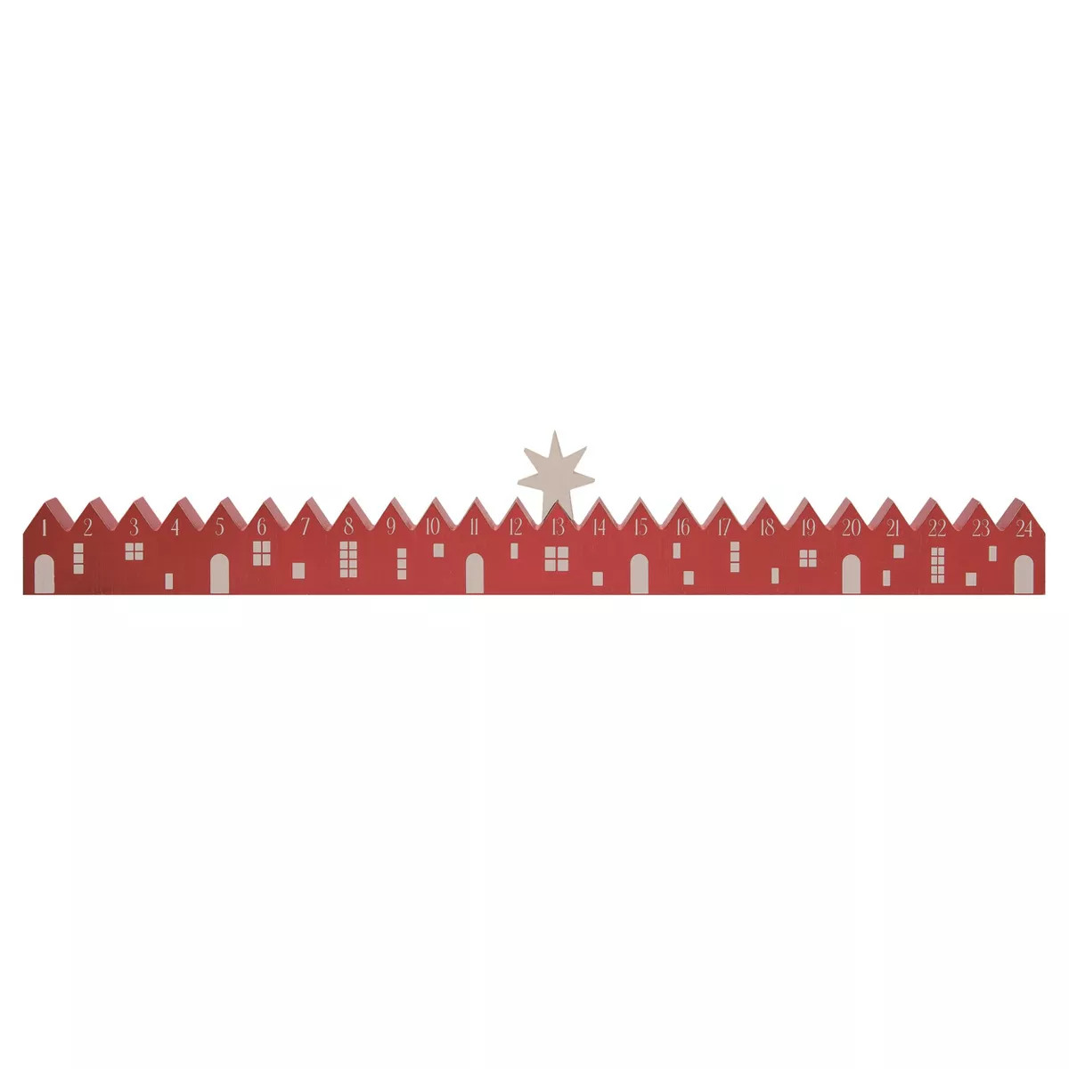 Transpac Wood 31.5 in. Red Christmas Star and Village Countdown Set of 2 | Target