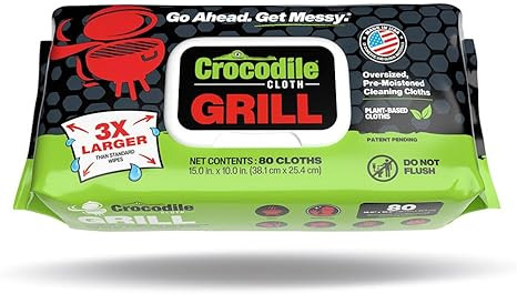 Crocodile Cloth Grill - 80 (15" x 10") Plant-based Cleaning Wipes. Safe on Skin & Multiple Surfac... | Amazon (US)