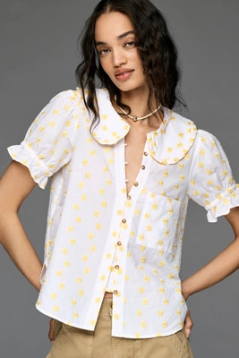 The Keira Embroidered Blouse by Pilcro | Anthropologie (US)