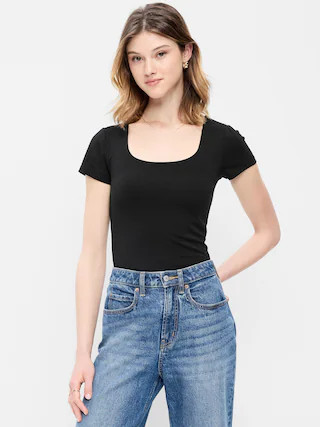 Hug Double-Layer Scoop-Neck Top | Old Navy (US)
