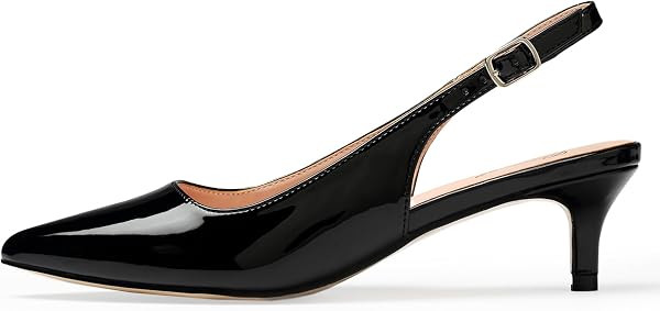 GENSHUO Women's Kitten Heels Closed Toe Slingback Pumps | Amazon (US)