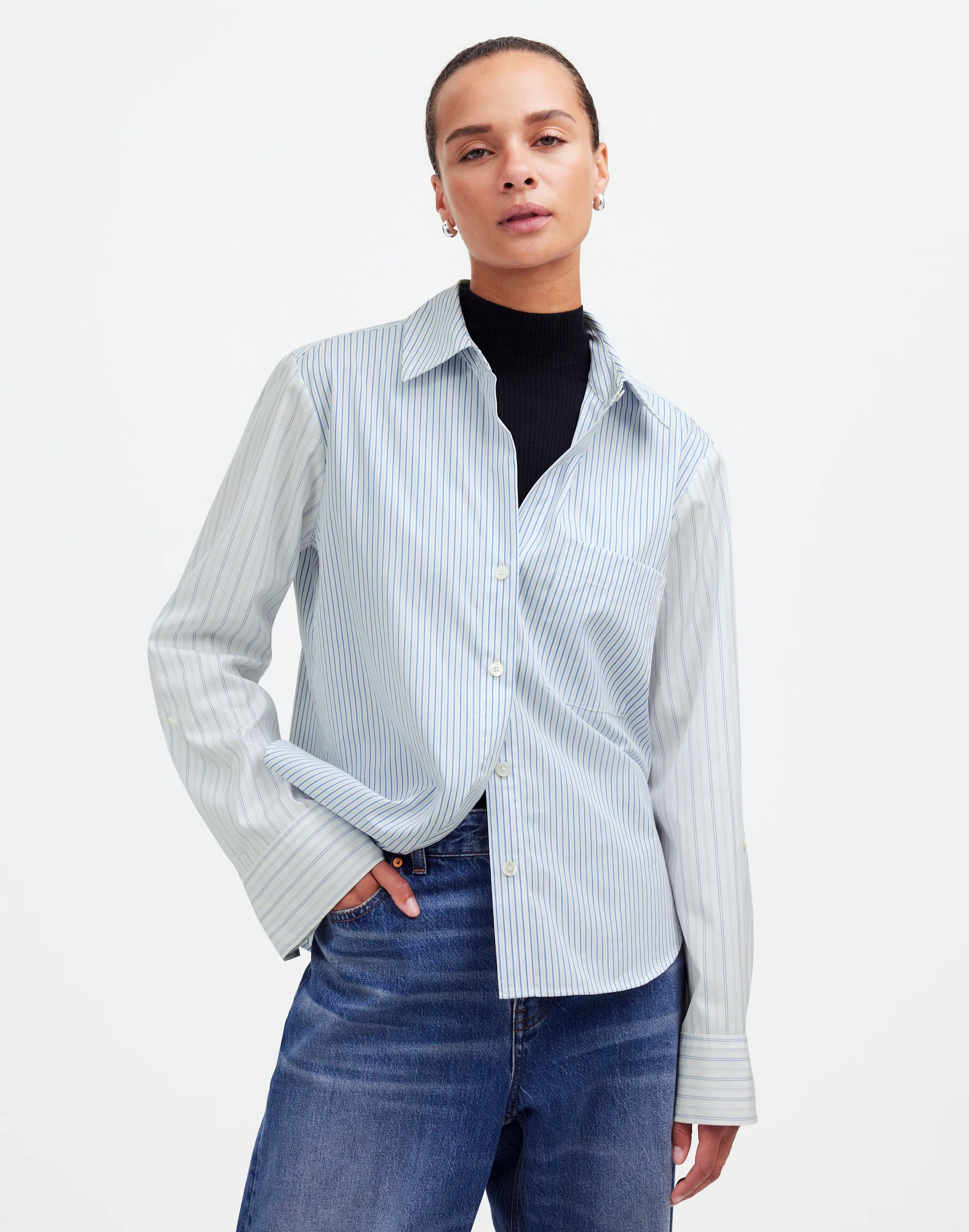 Easy Y-Neck Button-Up Shirt | Madewell