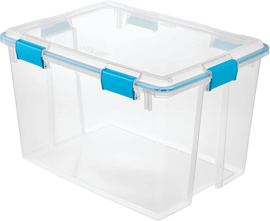 Sterilite 80 Qt Gasket Box, Stackable Storage Bin with Latching Lid and Tight Seal, Plastic Conta... | Amazon (US)