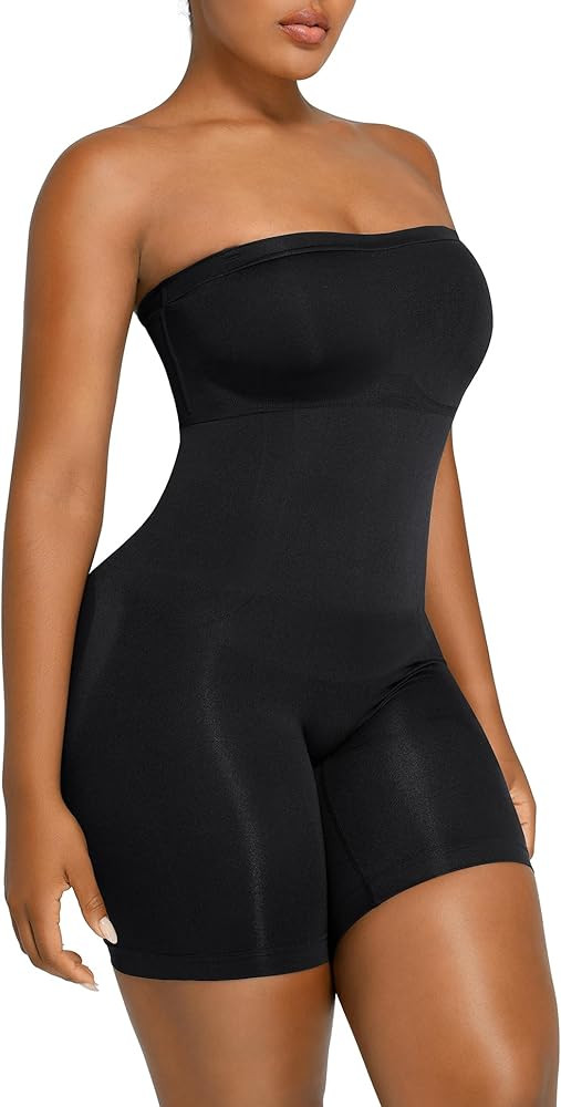 SHAPELLX Strapless Bodysuits Tummy Control Shapewear Seamless Butt Lifter Body Shaper With Remova... | Amazon (US)