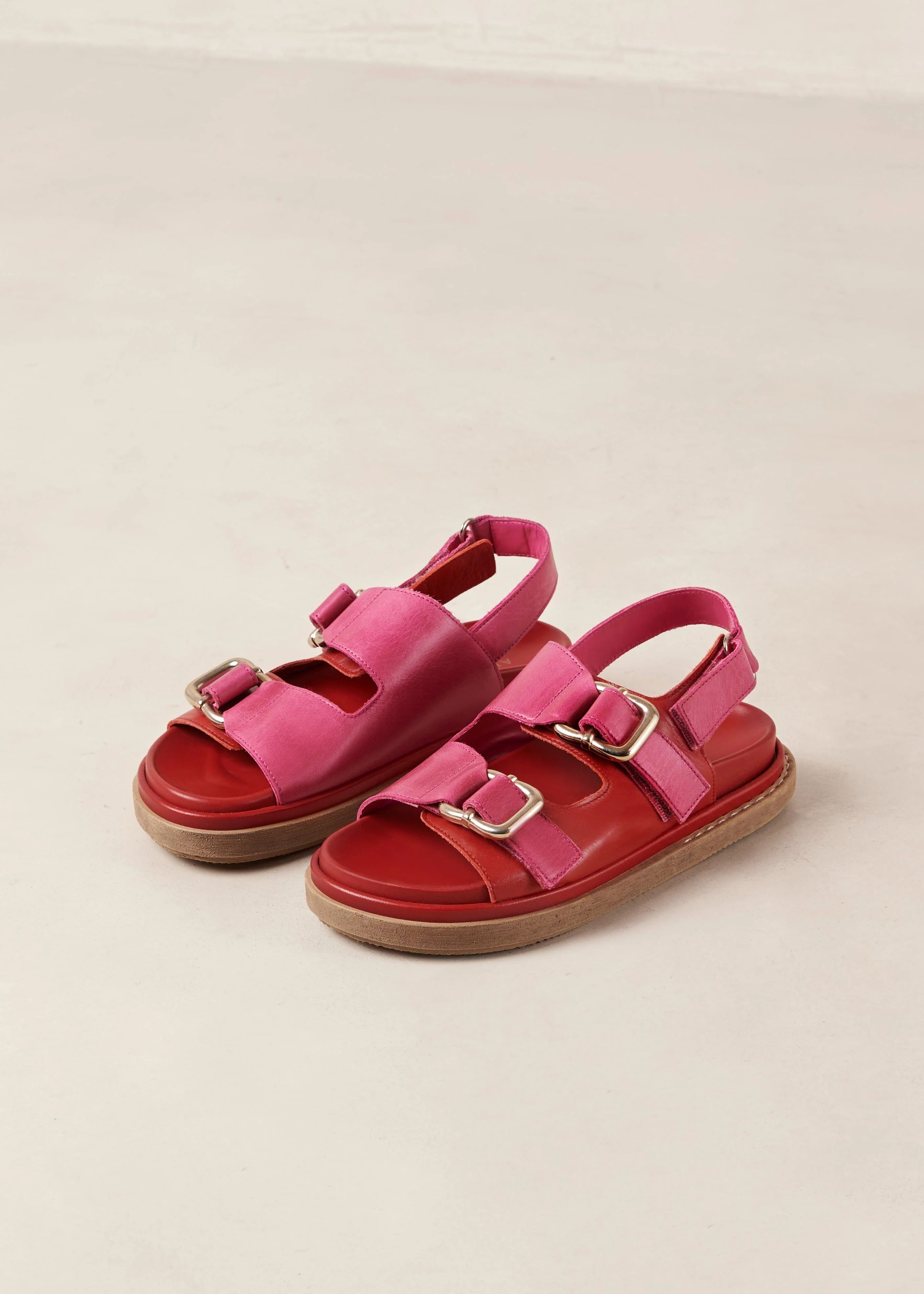 Harper - Red and Pink Leather Sandals | ALOHAS | Alohas FR