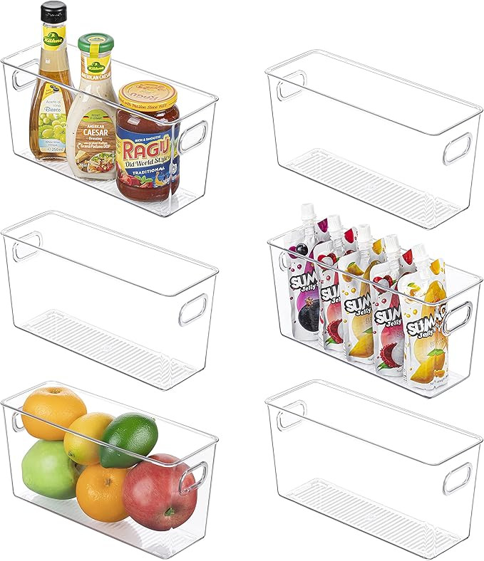 Vtopmart Clear Plastic Pantry Organizer Bins, 6 PCS Food Storage Bins with Handle for Refrigerato... | Amazon (US)