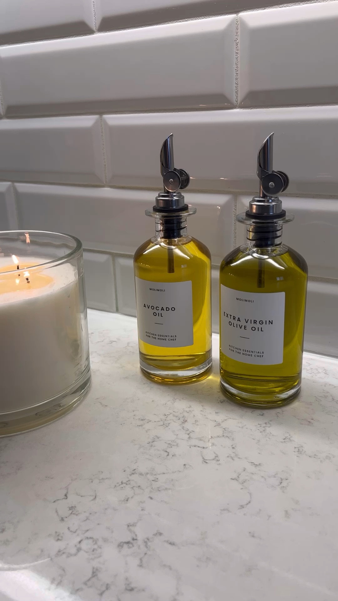 Oil and vinegar dispenser, aesthetic bottle dispenser, kitchen decor, white kitchen 

#LTKHome