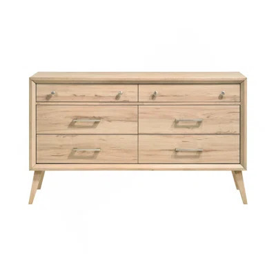 Classic Style Dresser Of 6X Drawers Natural Oak Finish Wooden Bedroom Furniture 1Pc, Mid-Century Modern Design | Wayfair North America