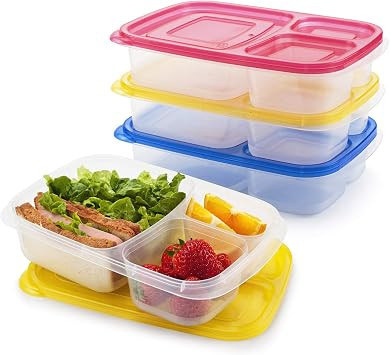 Freshmage Bento Lunch Box Containers, 3 Pack Reusable Microwave Dishwasher Safe Leakproof Food Me... | Amazon (US)