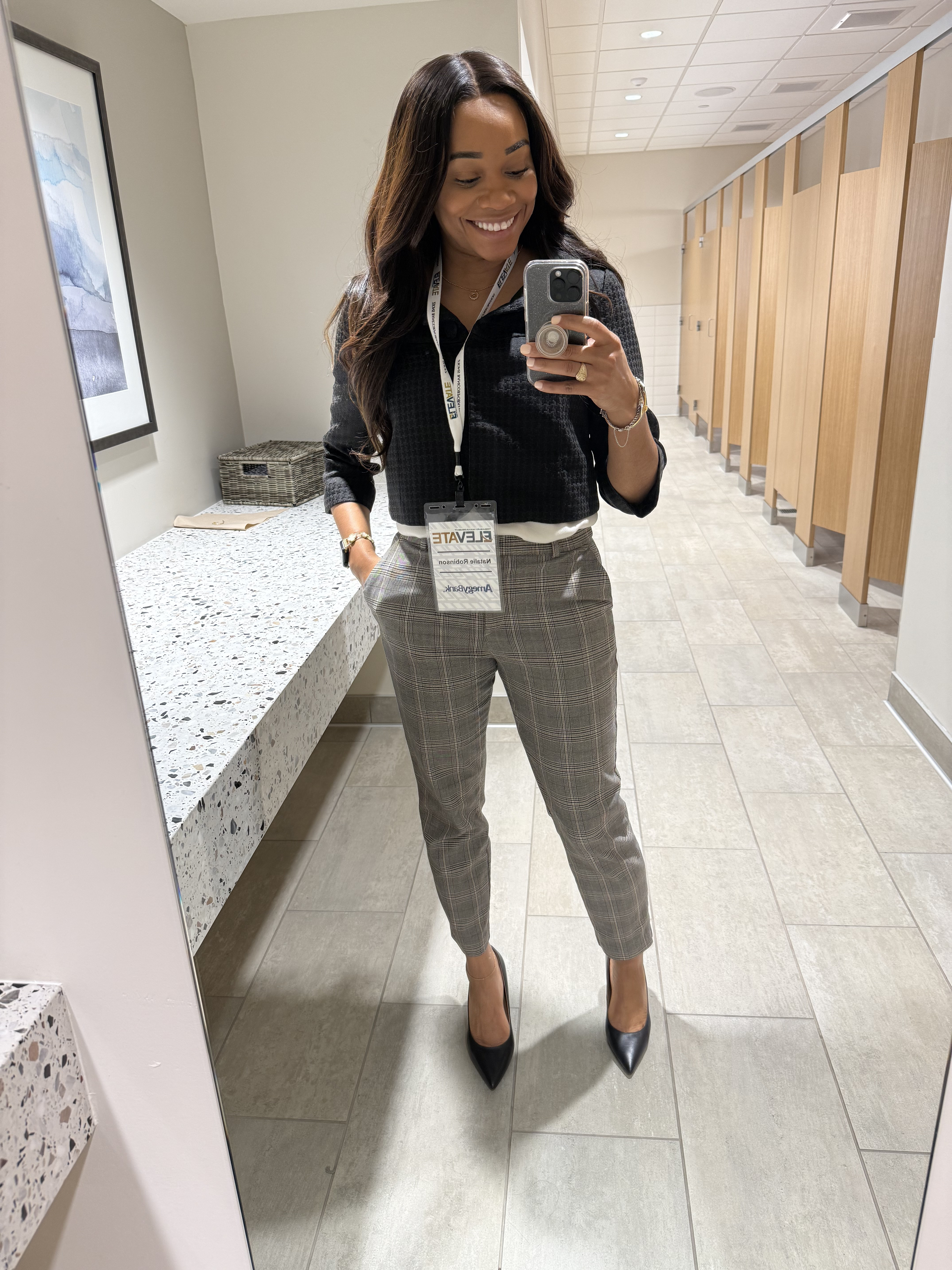 Stylish Business Casual Outfit for Women — Sharing today’s workwear look featuring a black textured blouse, tailored plaid ankle pants, and classic black pointed-toe heels 👠✨ This professional yet comfortable outfit is perfect for the office, a networking event, or a business casual conference.

If you’re searching for chic and affordable business casual outfit ideas for women, I’ve linked similar pieces to help you elevate your weekday wardrobe. These versatile work staples are easy to mix and match for a polished, put-together look every day. 

 #LTKStyleTip #LTKWorkwear