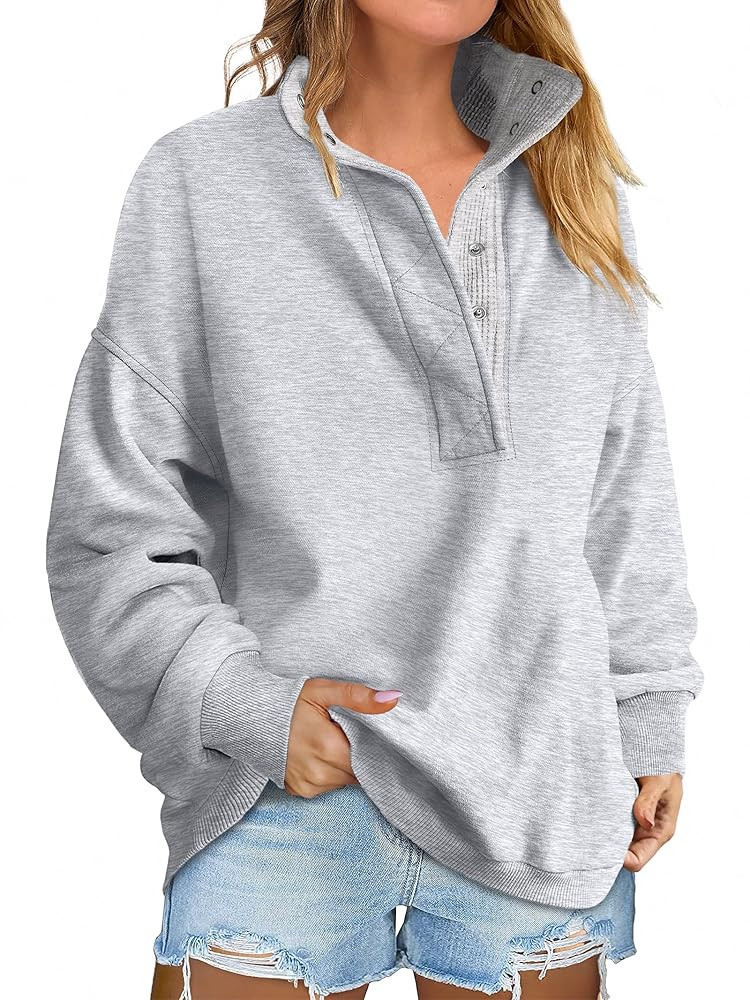 ANRABESS Womens Oversized Sweatshirt Long Sleeve Henley Pullover Tops 2025 Fall Casual Button Loo... | Amazon (US)