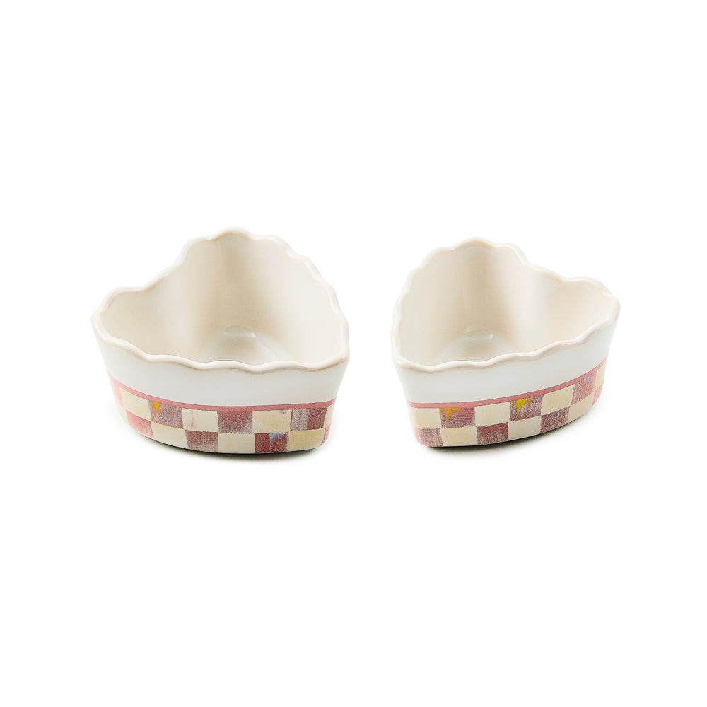 Rosy Check Everyday Heart Ramekins, Set of 2 | MacKenzie-Childs
