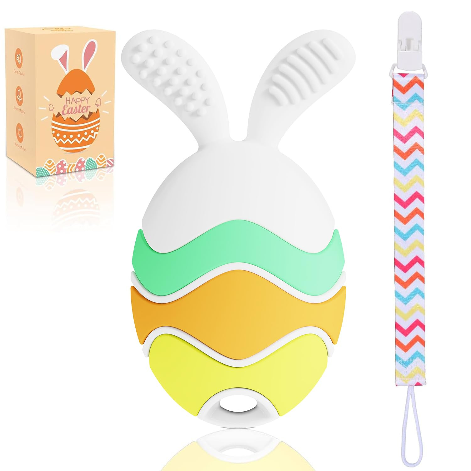 Easter Egg Bunny Rattle Teething Toy – Baby Teether for Infants, Toddlers & Newborns – Sensor... | Amazon (US)