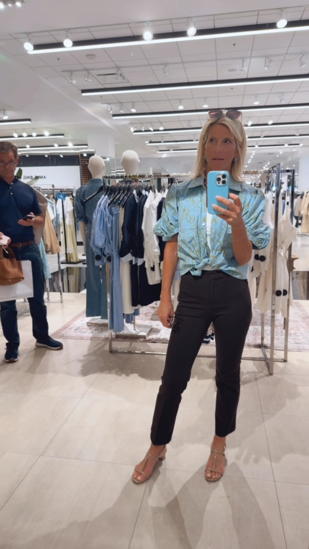 Must/have tie front embroidered shirt.  So beautiful and joes great with my slim brown pants and beige patent leather sandals! 

#LTKdayinmylife #LTKOver40 #LTKootd