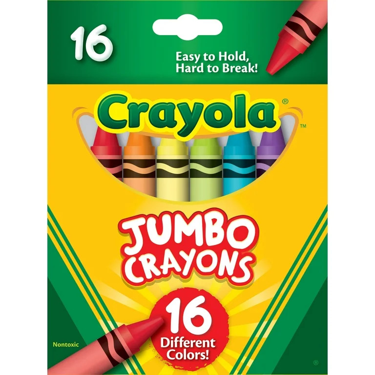 Crayola Jumbo Crayon Set, 16 Ct, Kindergarten School Supplies, Toddler Crayons, Gifts for Toddler... | Walmart (US)