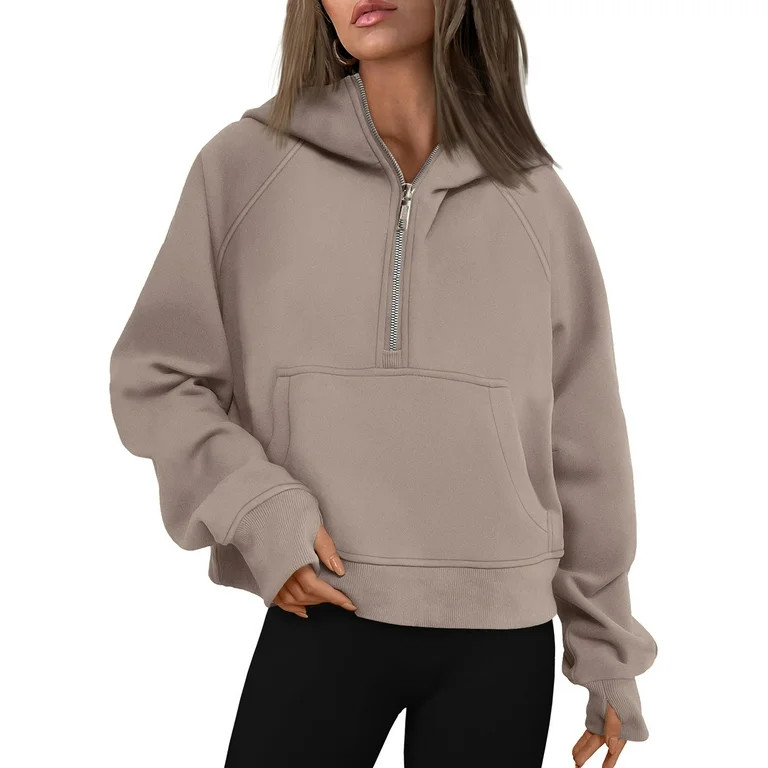 SUNBS Hoodies for Women Half Zip Pullover Oversized Hoodies Y2k Quarter Zip Sweatshirts Thumb Hol... | Walmart (US)