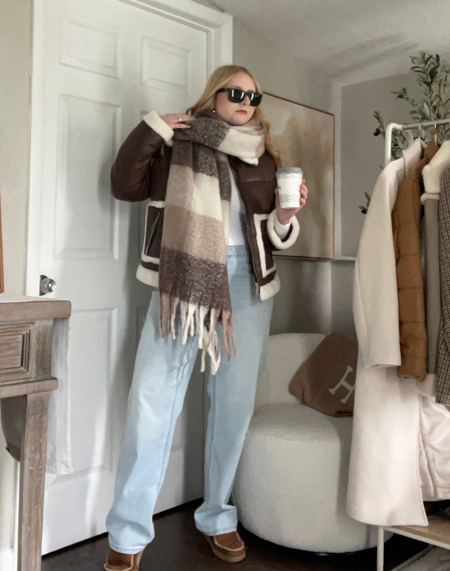 Plaid chunky blanket scarf with faux leather Sherpa lined puffer jacket from Amazon // Pinterest inspired winter outfit idea 

#LTKmidsize #LTKfindsunder50 #LTKSeasonal