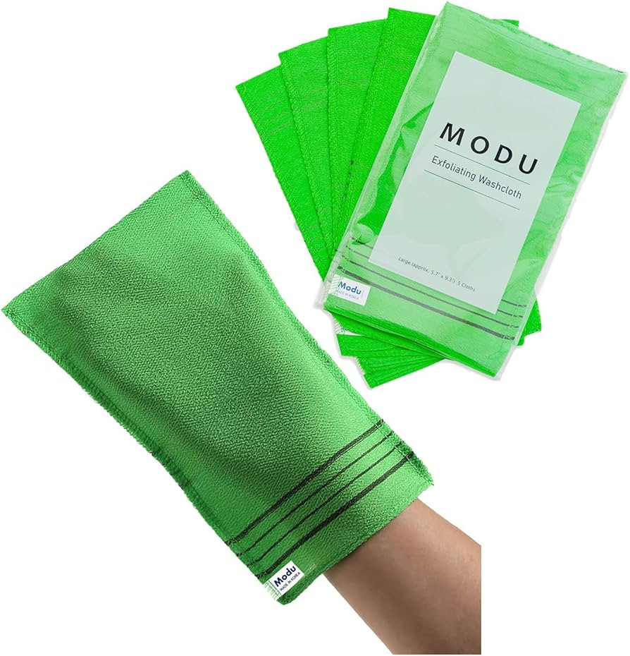 Modu 5 Pcs Korean Exfoliating Mitt Bath Washcloth 9.1 X 6 in-Asian Italy Towel (Large 5 Pcs Green... | Amazon (US)