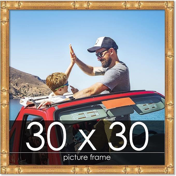 Poster Palooza 30x30 Frame Gold Bamboo Solid Wood Square Picture Frame with UV Acrylic, Foam Boar... | Amazon (US)