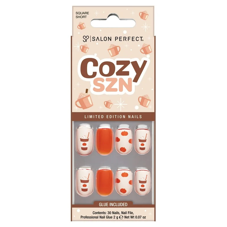 Salon Perfect Halloween Fall Artificial Fake Press On Nails, 401 PSL Pumpkin Spice Latte, Short S... | Walmart (US)