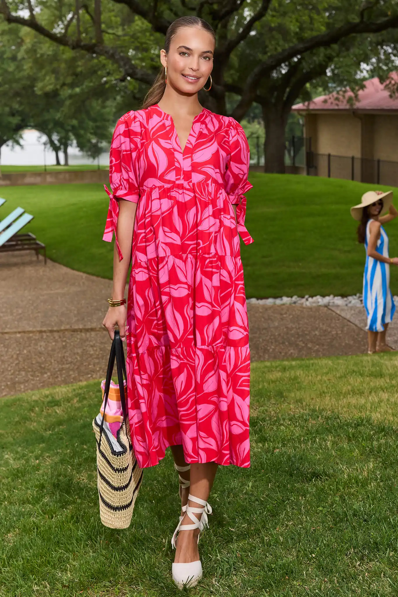 Harriet Red Printed Midi Dress | Avara