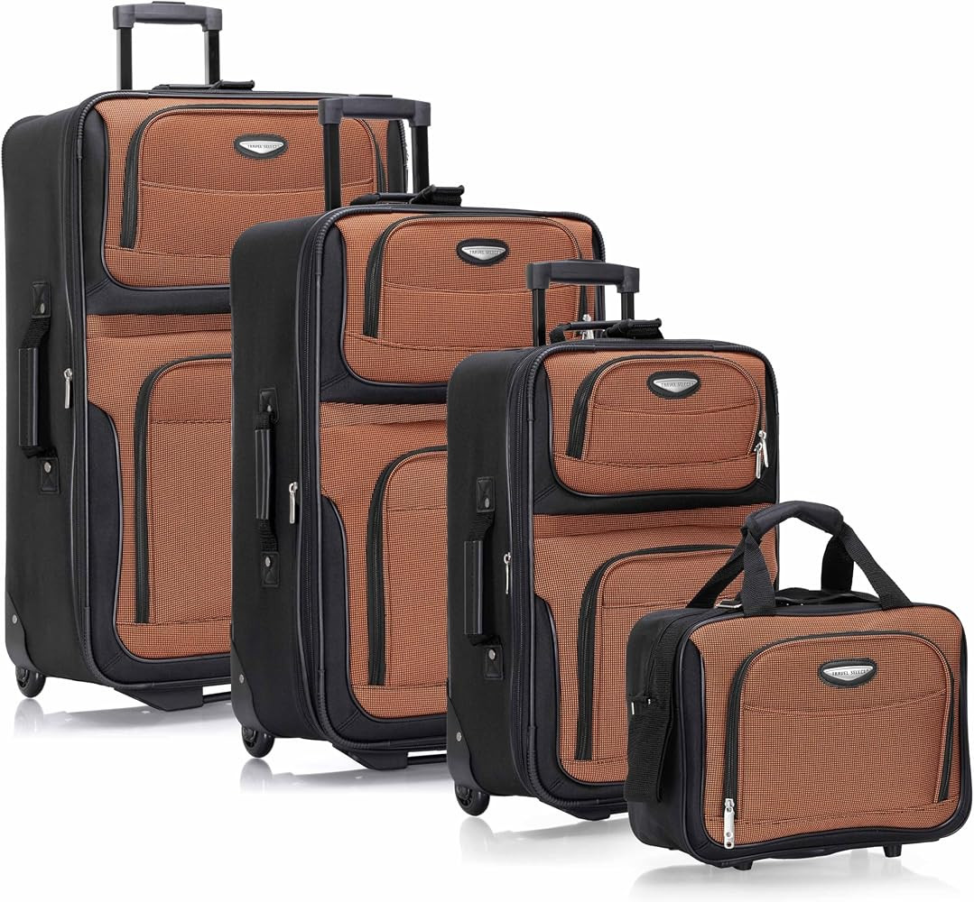 Travel Select Amsterdam Softside Expandable Luggage with Rolling Wheels, Orange, 4-Piece Set (15/21/25/29) | Amazon (US)