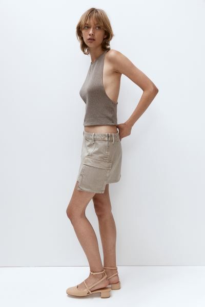 Twist-detail Knit Tank Top - Taupe - Ladies | H&M US | H&M (US + CA)
