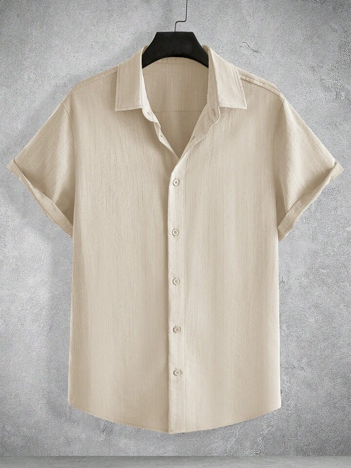 Manfinity Homme Men Spring/Summer Woven Casual Solid Color Short Sleeve Shirt | SHEIN