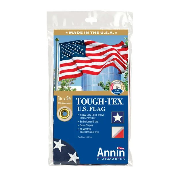 Tough-Tex American Flag with Sewn Stripes and Embroidered Stars by Annin, 3' x 5' | Walmart (US)