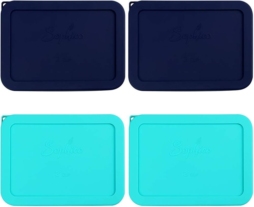 Sophico 3 Cup Rectangle Silicone Storage Cover Lids Replacement for Pyrex 7210-PC Glass Bowls, Co... | Amazon (US)