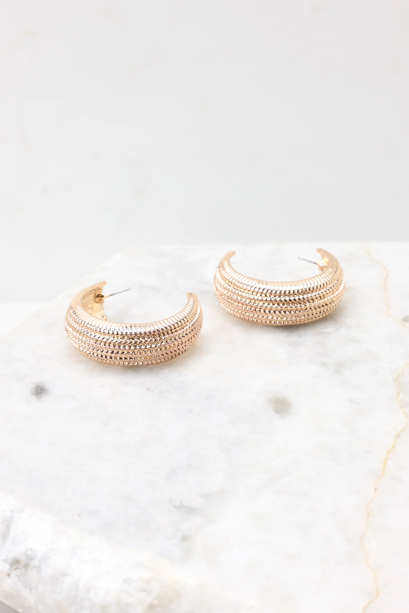 You're Stalling Gold Hoop Earrings | Red Dress