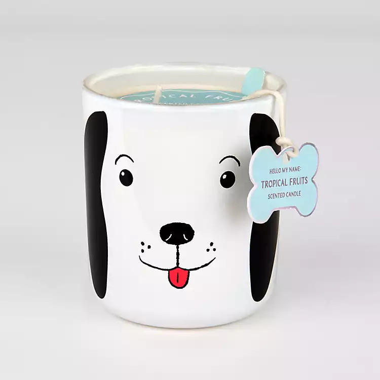 Tropical Fruits White Dog 2-Wick Jar Candle | Kirklands