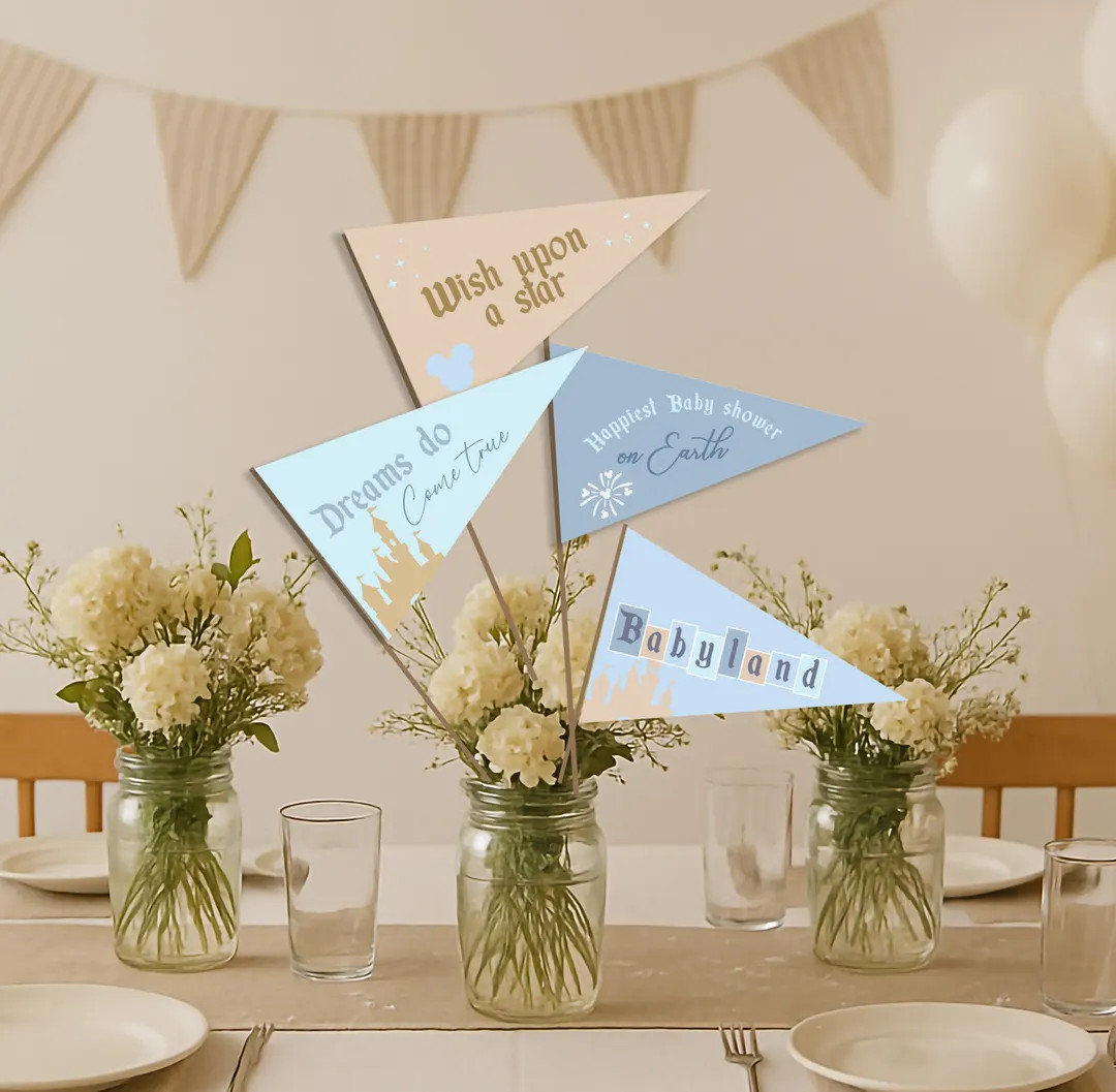 Blue Babyland Assorted Pennants | Baby Shower Decor | Disneyland Flags | Happiest Baby Shower on ... | Etsy (US)