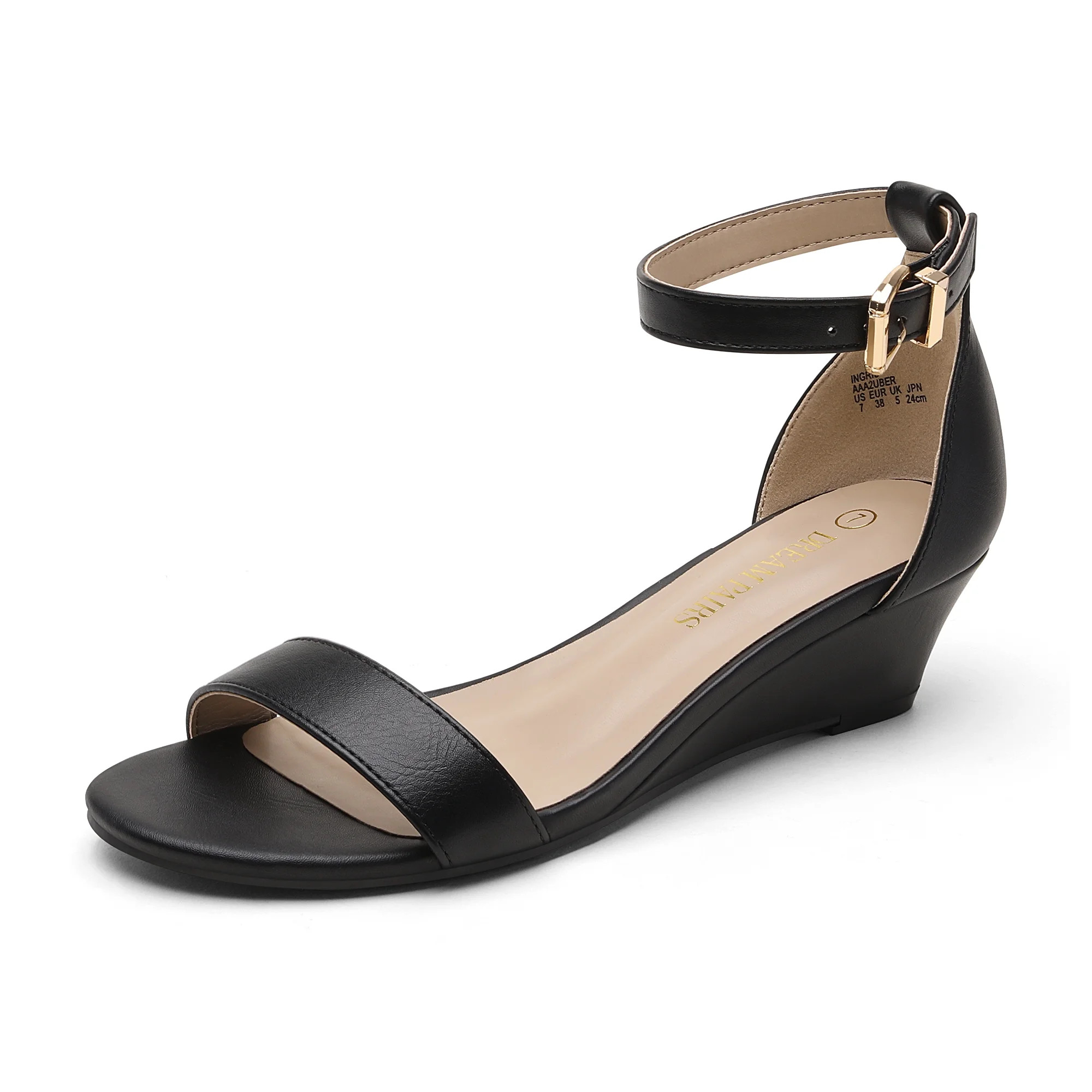 DREAM PAIRS Women's Ingrid Ankle Strap Low Wedge Sandal | Walmart (US)